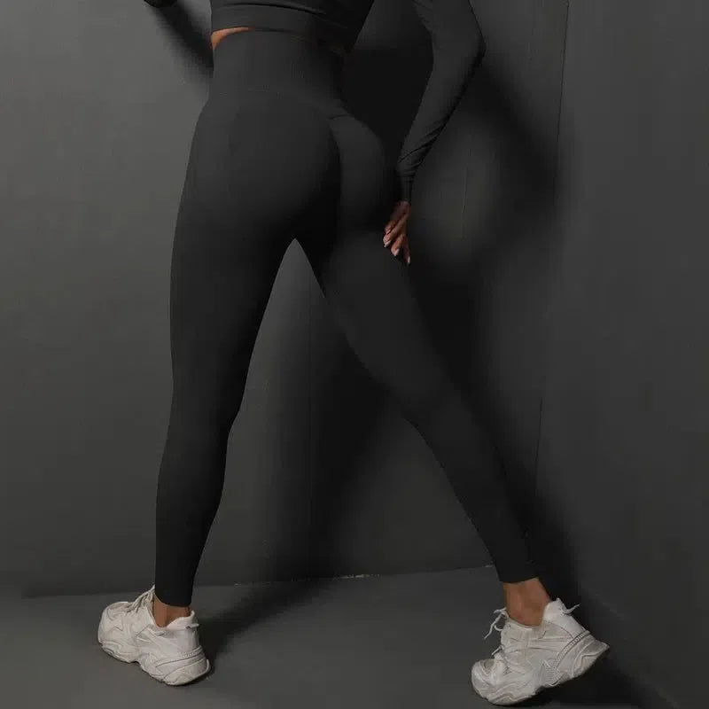 Seamless Gym Leggings Women Yoga Pants High Waist Booty-Black-10