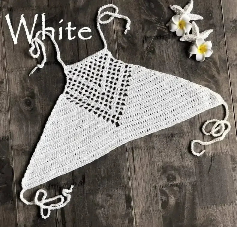 hand hook knitted halter neck wrapped chest bikini-2