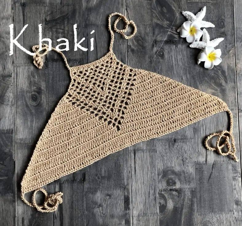 hand hook knitted halter neck wrapped chest bikini-3