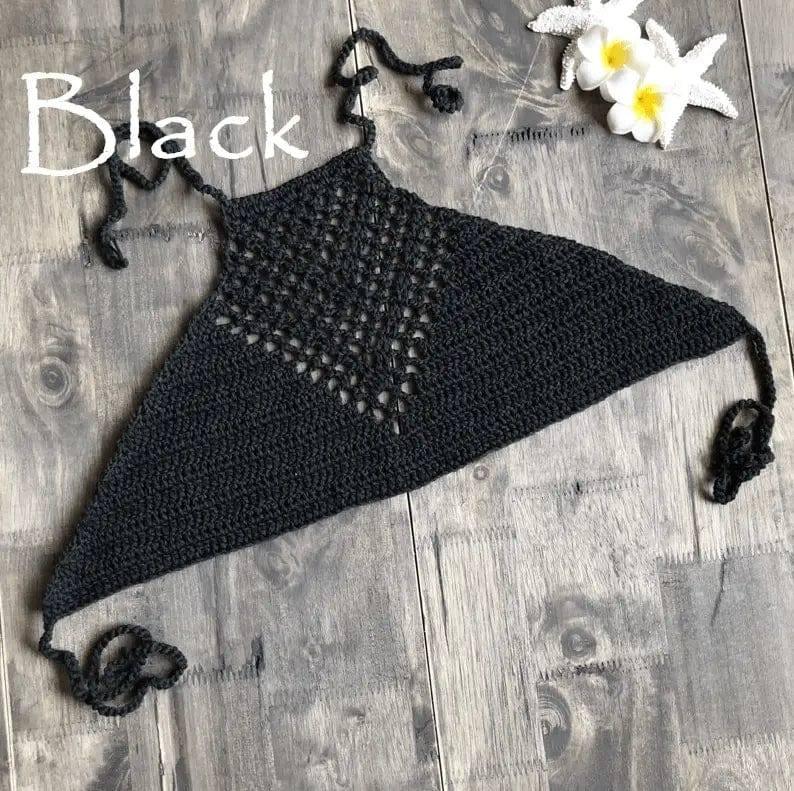 hand hook knitted halter neck wrapped chest bikini-4
