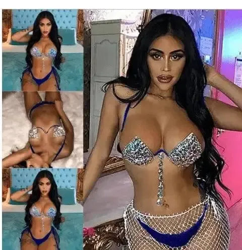 handmade beaded bright diamond bikini suit-1