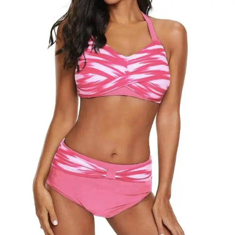 pattern fashion split swimsuit-Pink-1