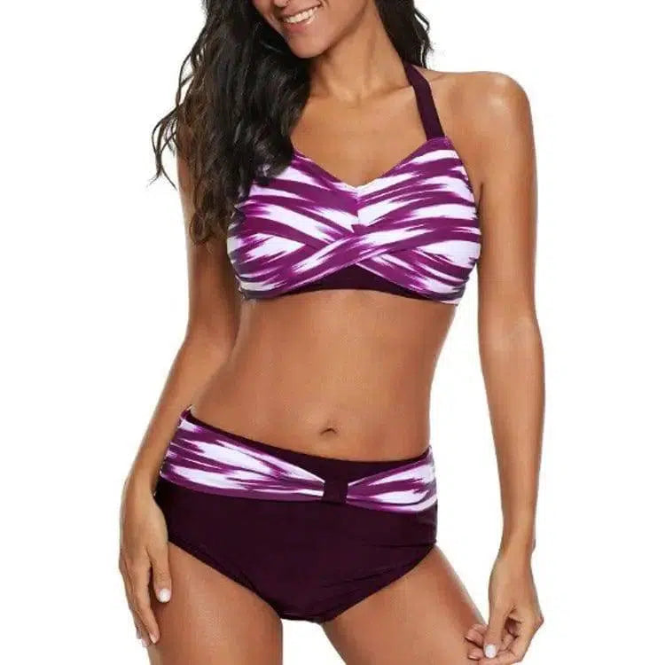 pattern fashion split swimsuit-Purple-2