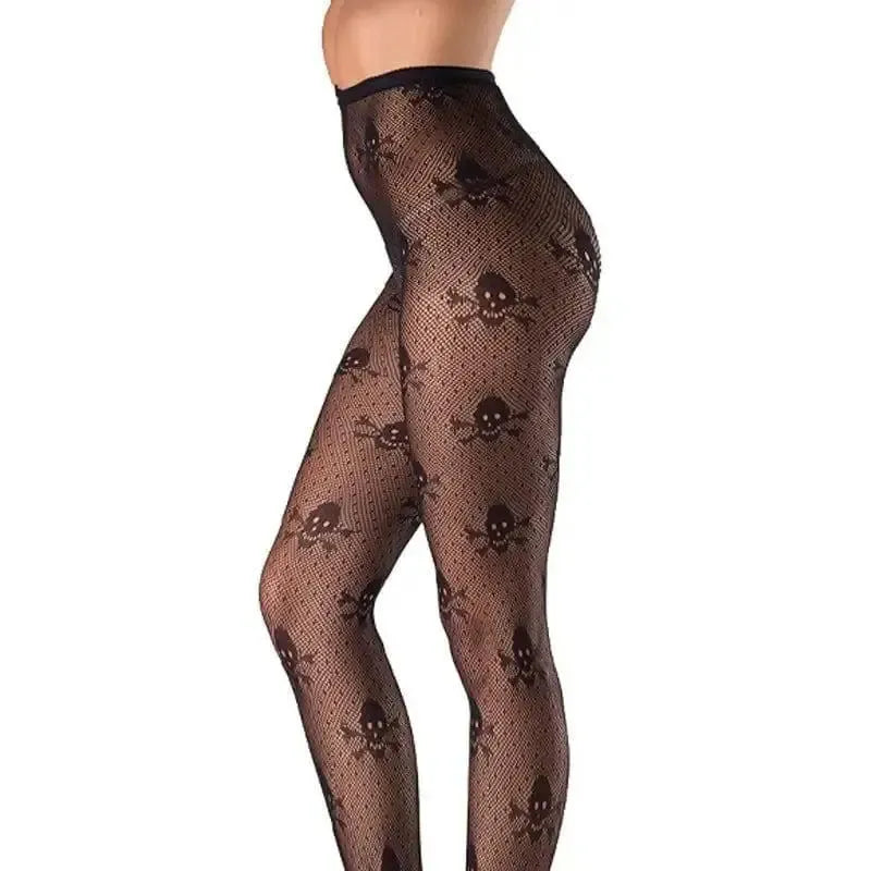 skull pantyhose stockings-Black-5