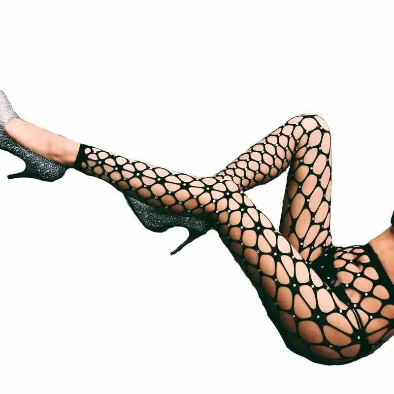 Stockings Rhinestone Stockings-Black-5