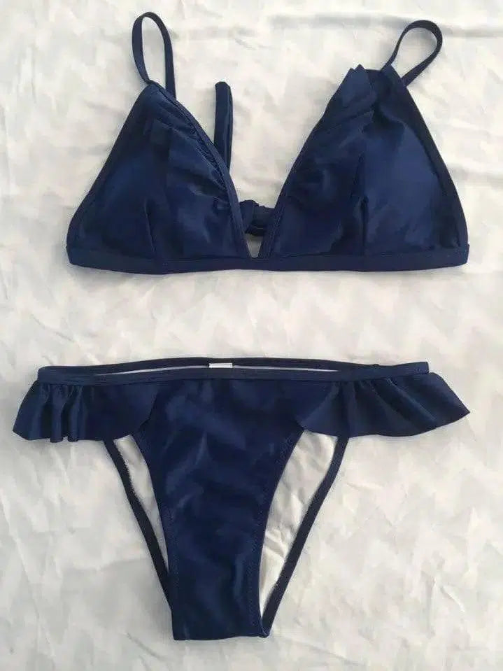 Swimwear bikinis ladies flounced suit spot-Goinggreen-2