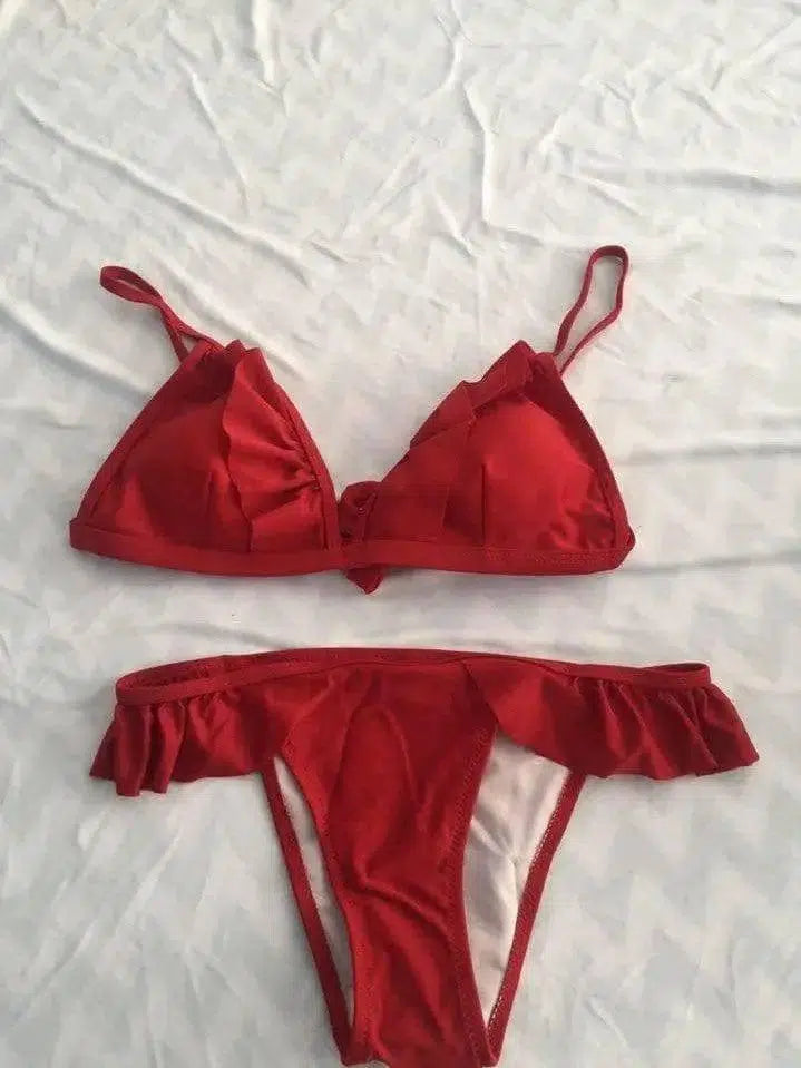 Swimwear bikinis ladies flounced suit spot-Rad-5