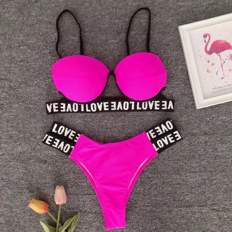 white leopard bikini-Pink-7