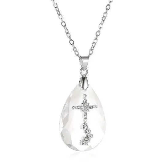 Simple Temperament Wild Drop Pendant Necklace-WhiteK-1