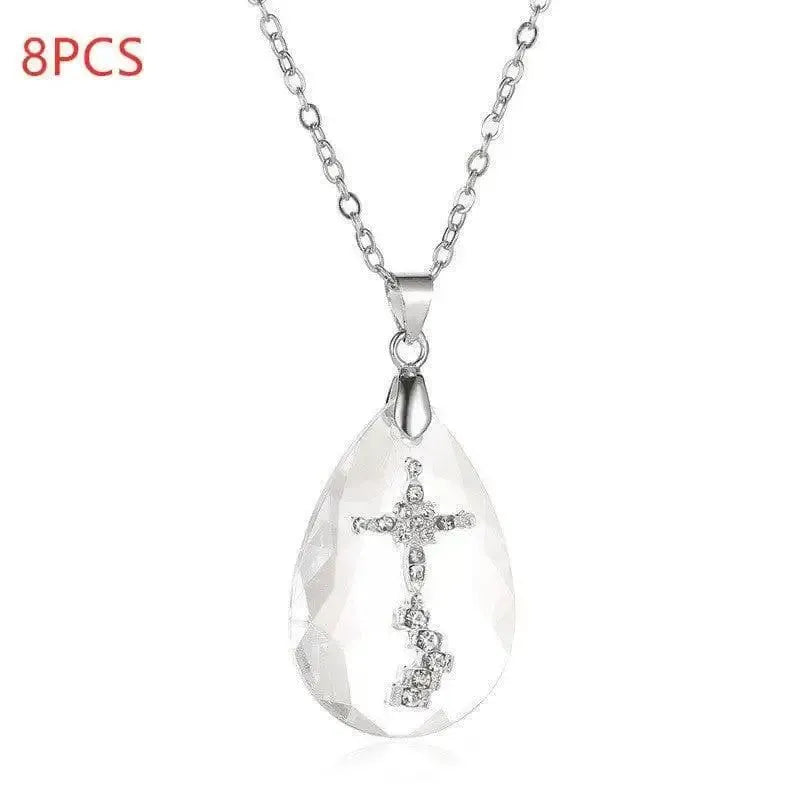 Simple Temperament Wild Drop Pendant Necklace-WhiteK-3