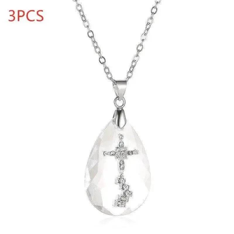 Simple Temperament Wild Drop Pendant Necklace-WhiteK-5