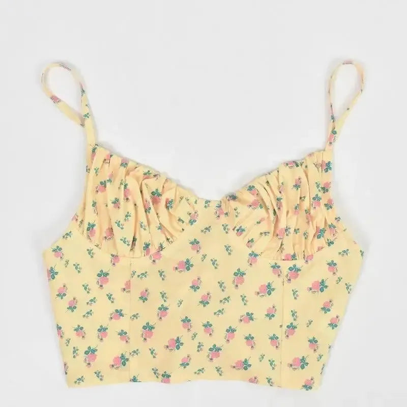 Sleeveless Floral Adjustable Camisole Super Crop Slim Top-7