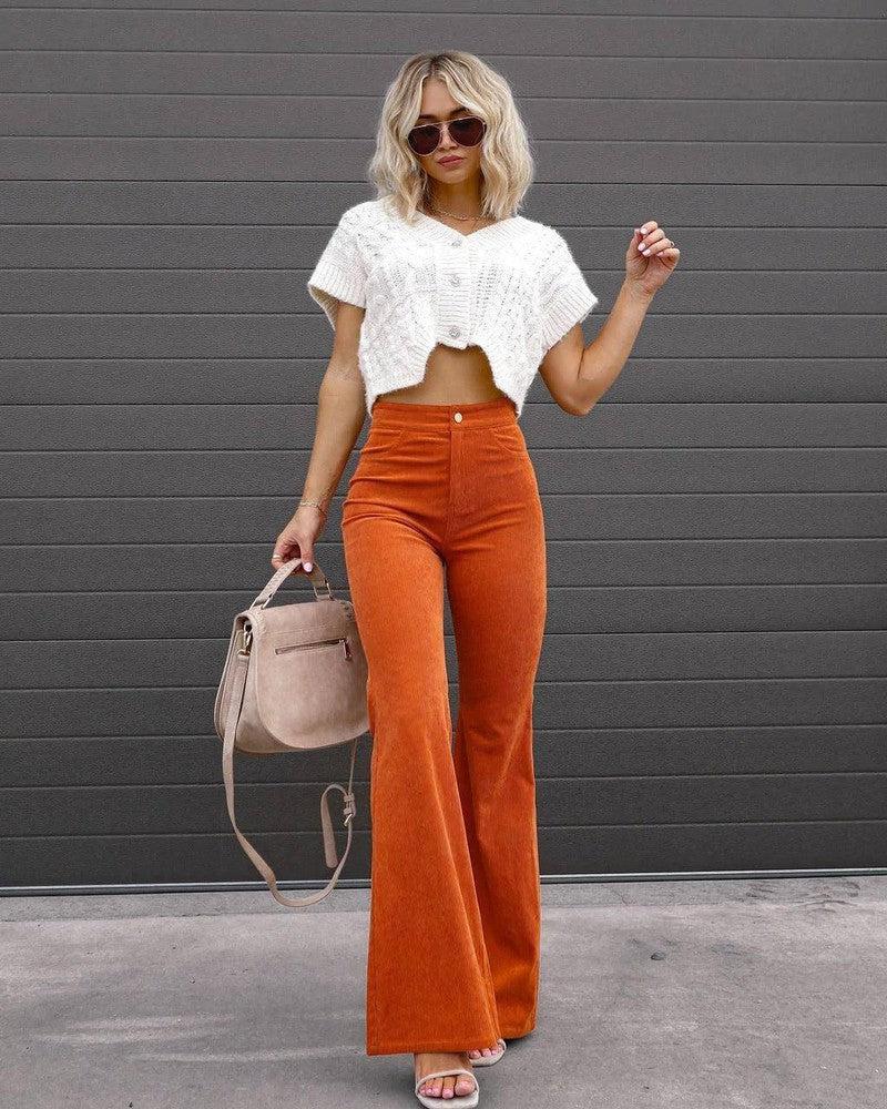 Flare Khaki Pants for Women - Chic & Comfortable-3