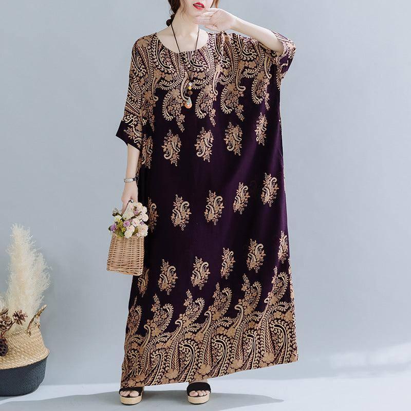 Spring Ethnic Style Plus Size Women's Cotton Silk Robe Loose-3