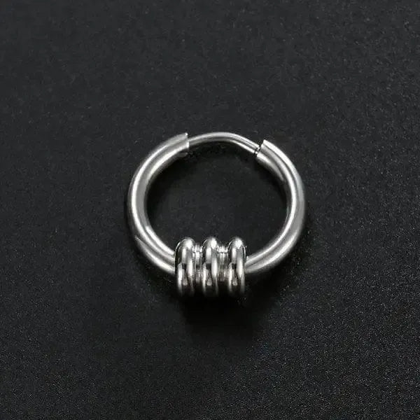 Stainless Steel Creative Hoop Earrings Women Triangular-White-6