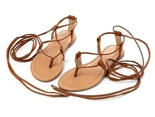 Eilyken Summer Roman Sandals Cross-Strap-Brown-4