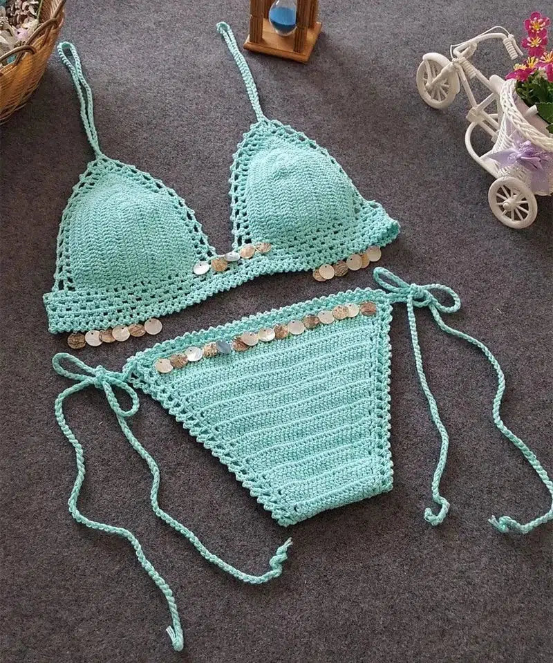summer foreign trade new bikini, beach shell, mermaid lady-2
