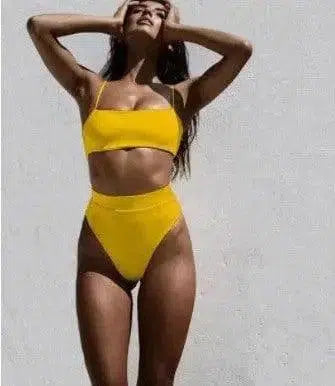 Swimsuit Bikini Ladies Three-Point Swimsuit Suit-Yellow-3
