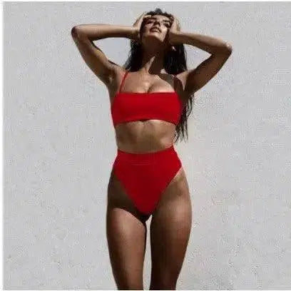 Swimsuit Bikini Ladies Three-Point Swimsuit Suit-Red-6
