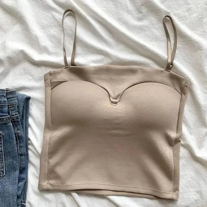 Tank Tops Women With Built In Bra Spaghetti Strap Tanks For-B-khaki-14