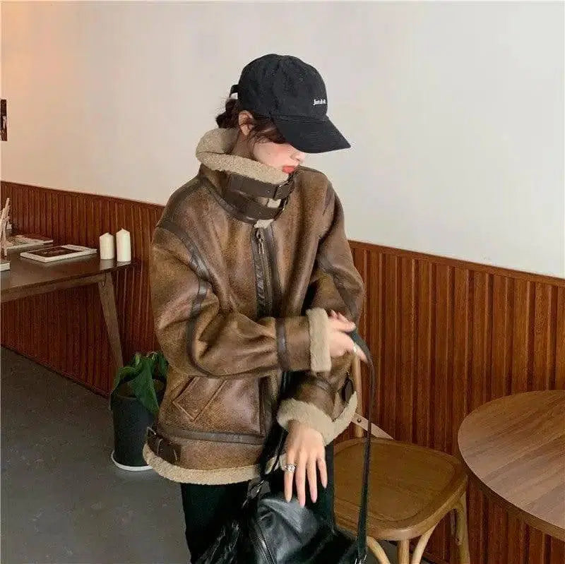 Thicken Motorcycle Leather Jacket Resurrected Korean Style-1