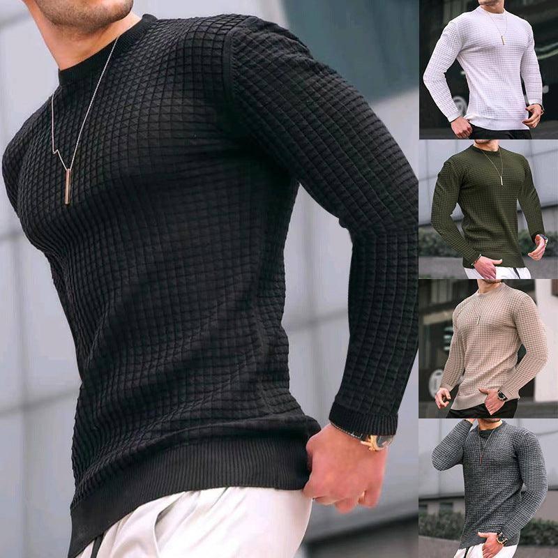 Trend Crew-neck Pullover Loose Knitted Long-sleeved Cotton Top Dark grey / 3XL-1