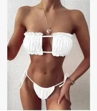 Trend Fashion Hollow Bikini Skinny Swimsuit-White-3