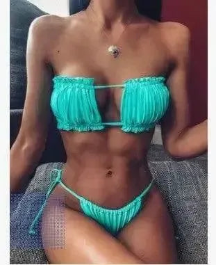 Trend Fashion Hollow Bikini Skinny Swimsuit-Green-4