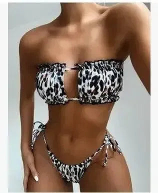 Trend Fashion Hollow Bikini Skinny Swimsuit-Whiteleopard-9