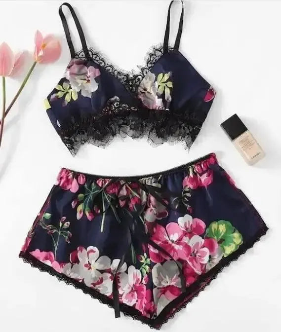 Two Piece Set Of Printed Lingerie Home Underwear-1