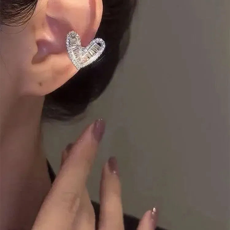 Fashion Jewelry Micro Inlaid Zircon Love Ear Clip Female Niche Design-3