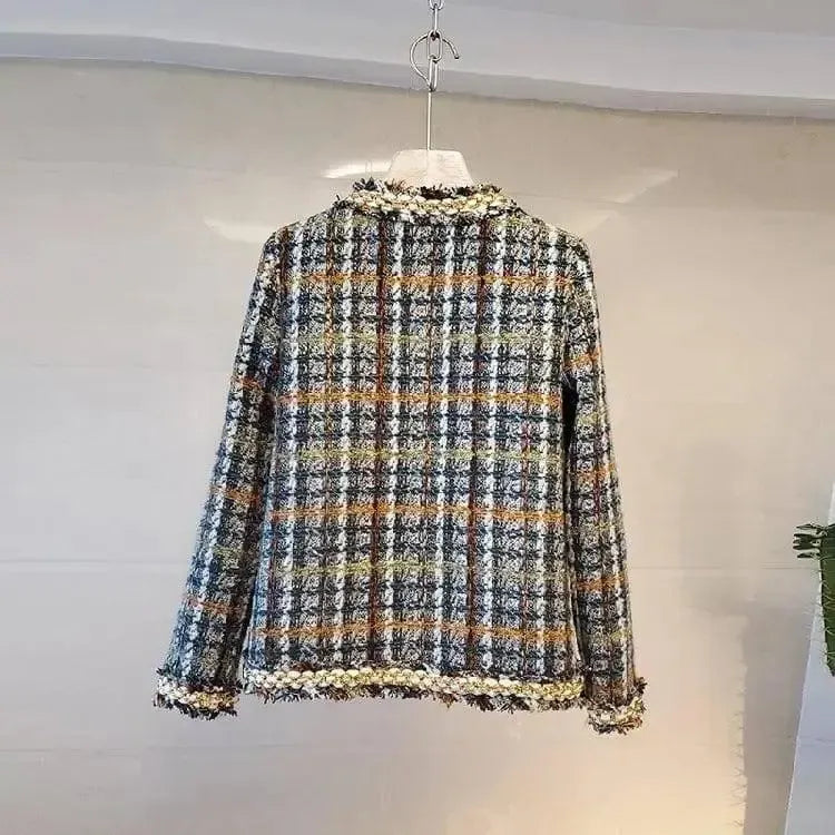 Urban Elegance - Fringed Tartan Tweed Jacket-3