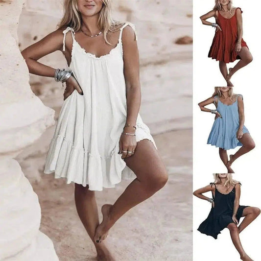 V Neck Open Back Camisole Dress-1