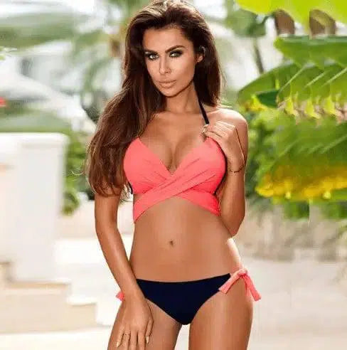 Variety cross straps bikini new swimsuit fashion steel-H1809WestRed-2