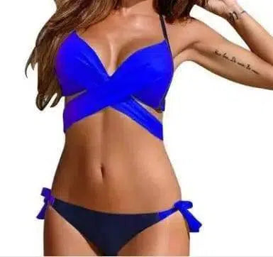 Variety cross straps bikini new swimsuit fashion steel-Blue-5