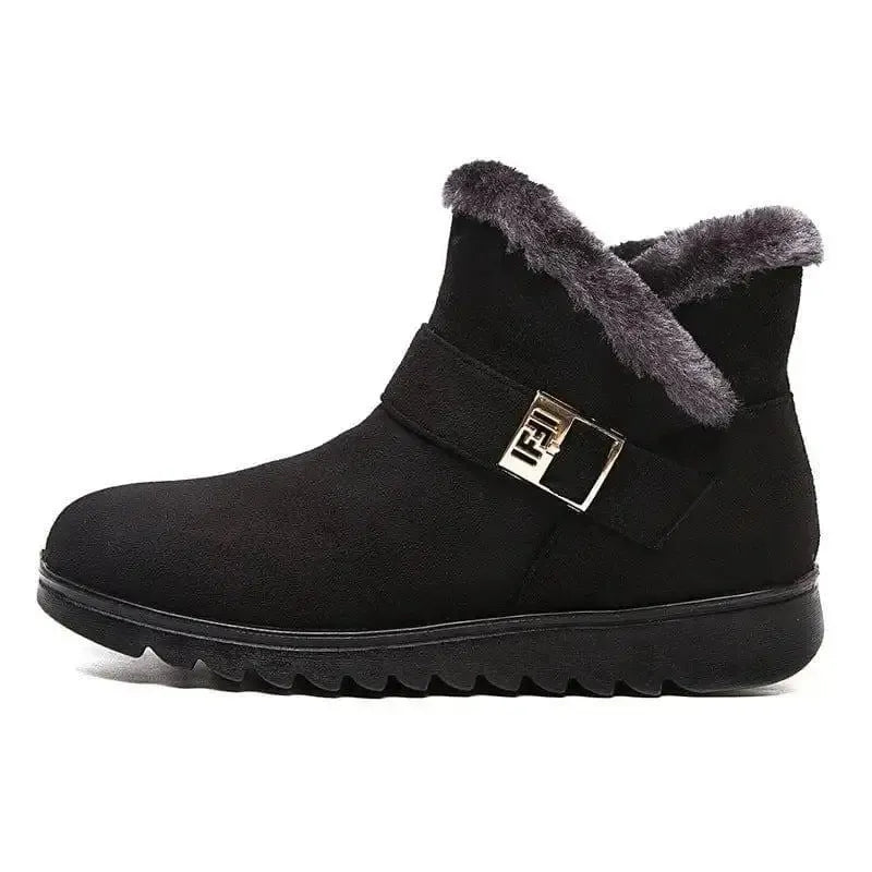 Winter Boots Women Warm Plush Snow Boots Zipper Comfort-Black-14