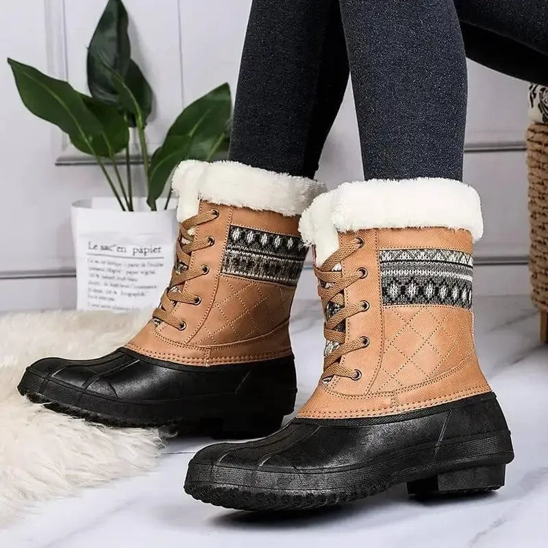 Winter High-top Hiking Shoes Women Non-slip Plus Velvet-2