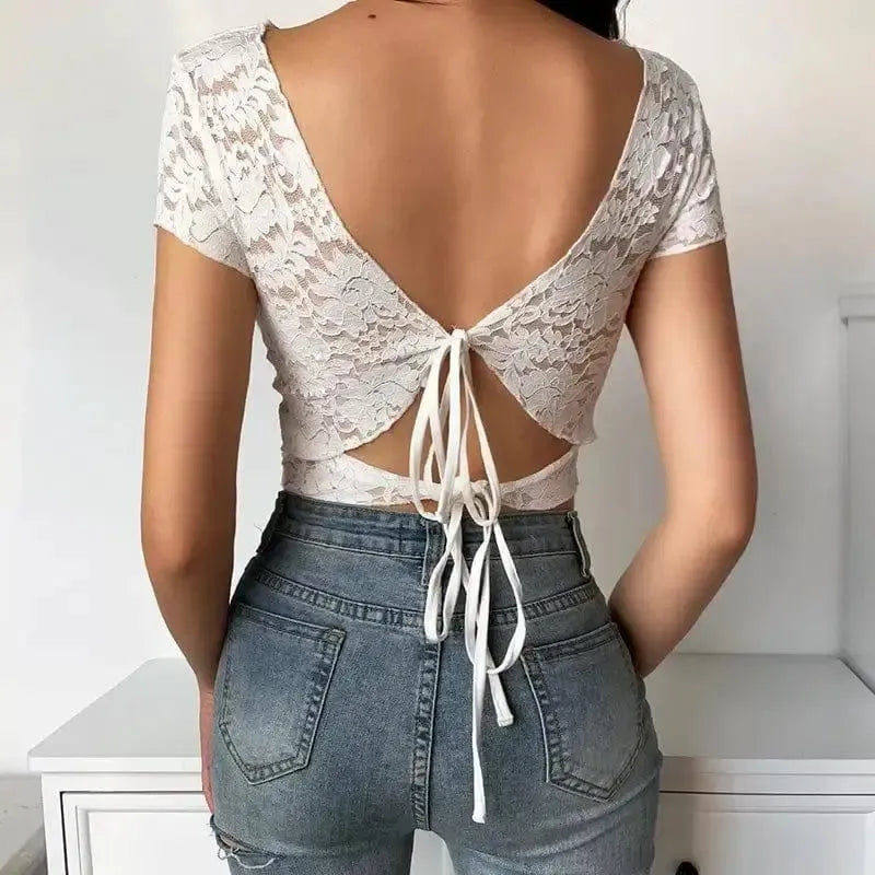Women's Clothing Summer Short Sleeve T-Shirt Crop Top-1