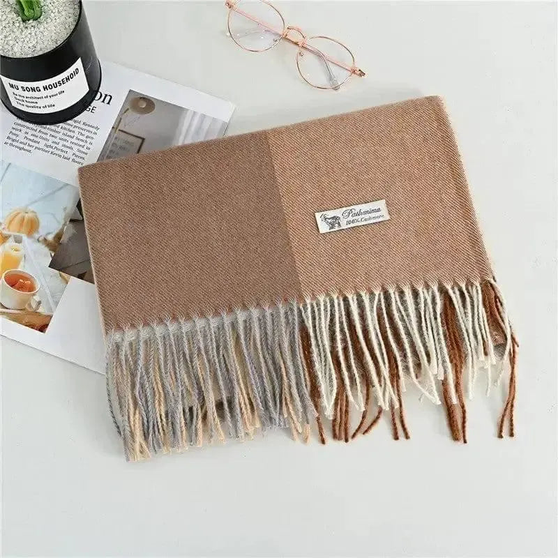 Women's Fashion Casual Cashmere Plaid Scarf-Large Plaid Khaki-3