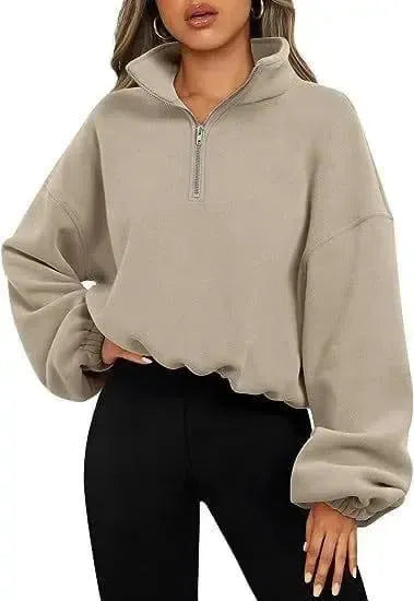 Women's Fashion Polar Fleece Jacket-Khaki-6