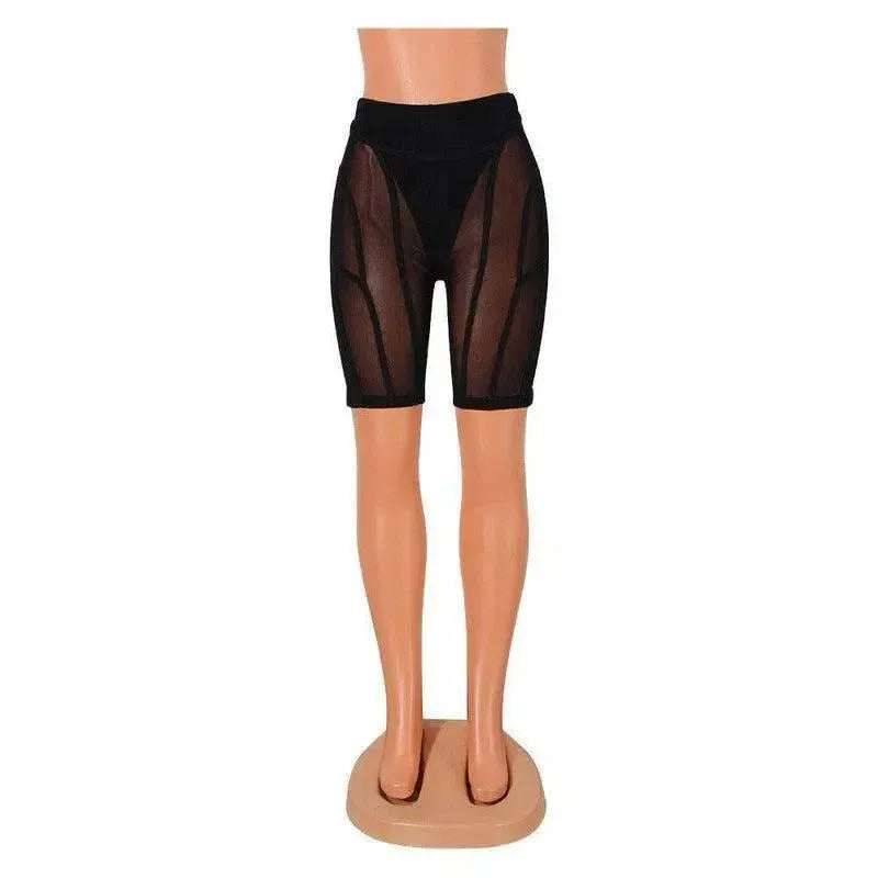 Women's Fashion Skinny See-through Stitching Pants-2