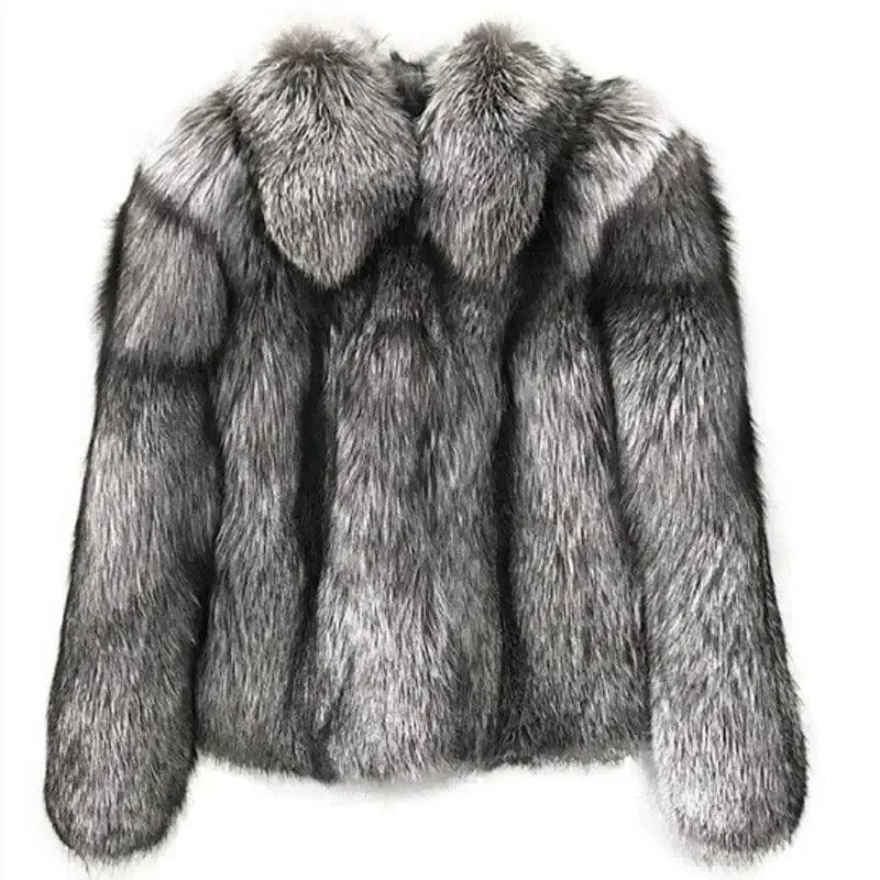 Women's Fur Coat Short Fashion Imitation Fox Autumn And-Grey-2