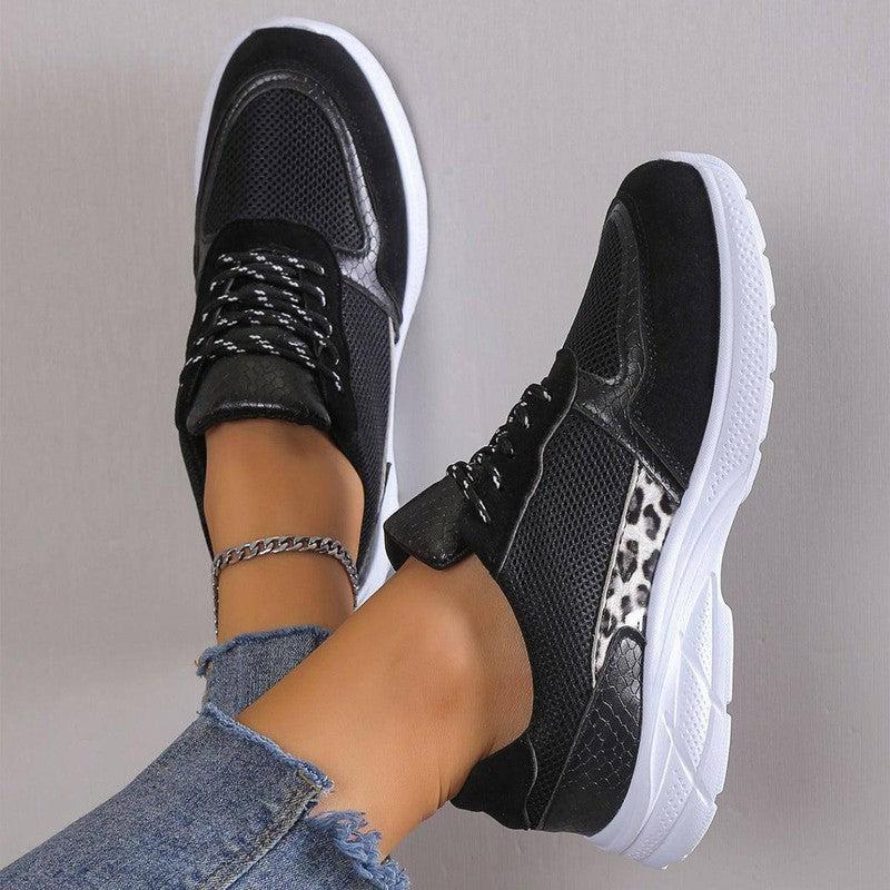 Women's Lace Up Sneakers Breathable Flat Shoes Fashion Casual Lightweight Running Sports Shoes-6