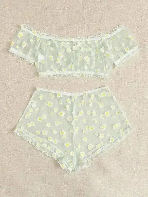 Women's Printed Lingerie Set-Green-7