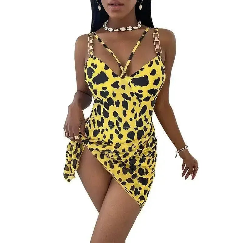 Women's One Piece Swimsuit Women's Printed Bikini-Yellow-3
