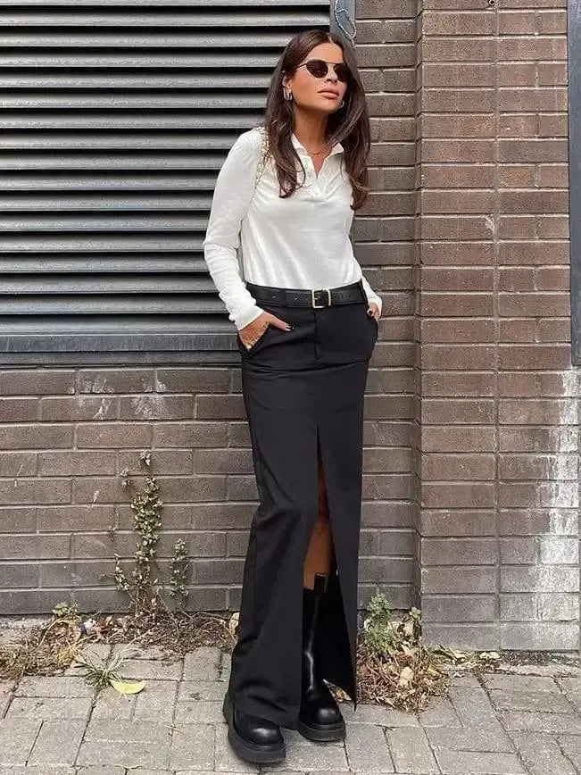 Women's Retro Casual High Waist Skirt-5