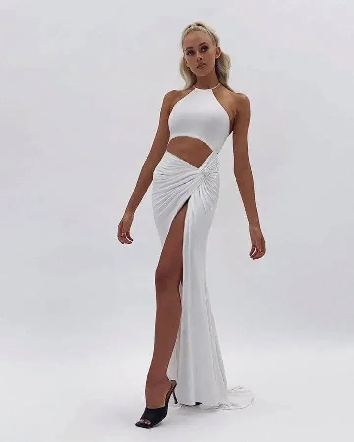 Women's Fashion Halter Neck Cutout Lace-Up Long Skirt-1