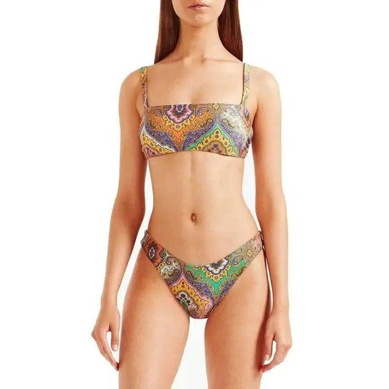 Women's printed split tube top-Orange-1