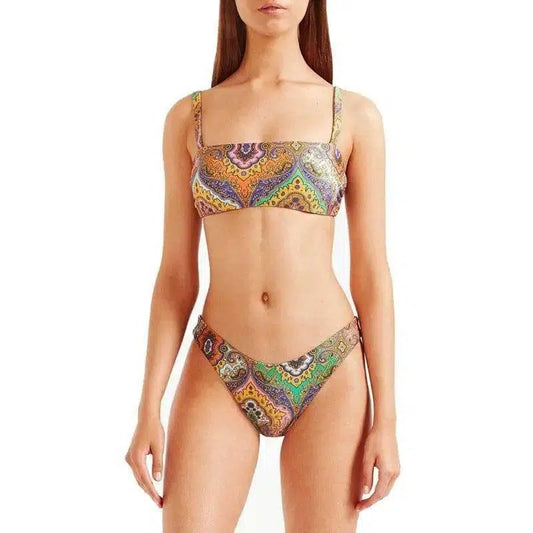 Women's printed split tube top-Orange-1
