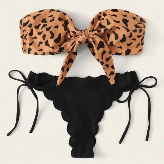 Women's split swimwear-Leopardprint-1
